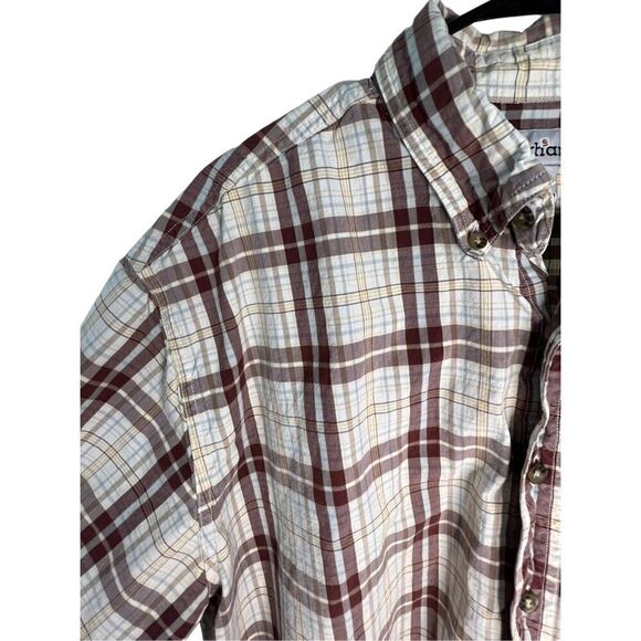 Men’s Carhartt Plaid Short Sleeve Button Up Shirt - Picture 2 of 5